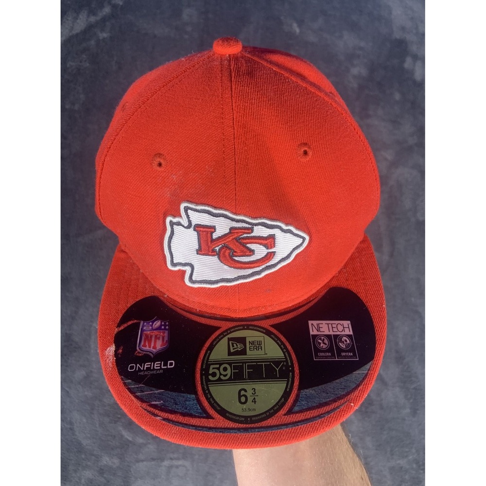 Vintage New Era Kansas City Chiefs 59FIFTY Fitted Hat Size 6 3/4 NFL On-Field